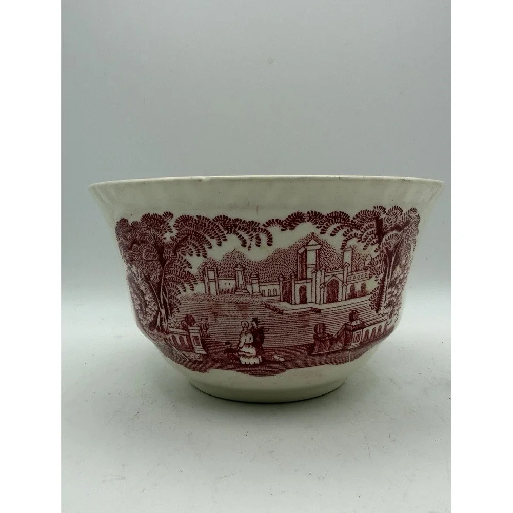 Mason's Vista Red Transferware Open Sugar Bowl Ironstone England Vintage